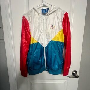 Adidas White and Yellow Windbreaker